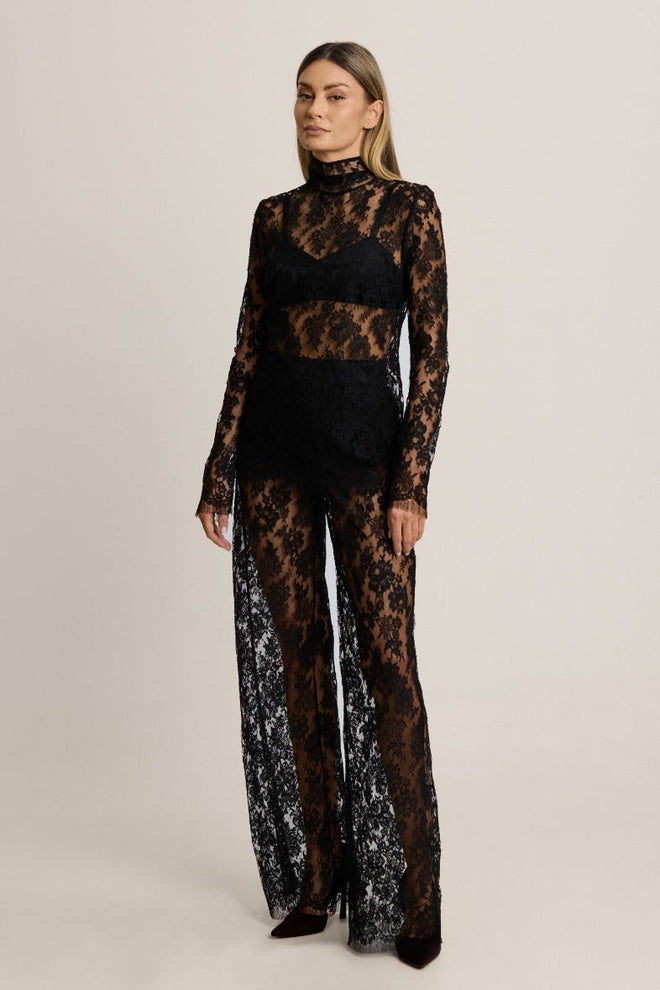 Je m'appelle Sophie High Neck Blouse in Black - I.D. Sarrieri