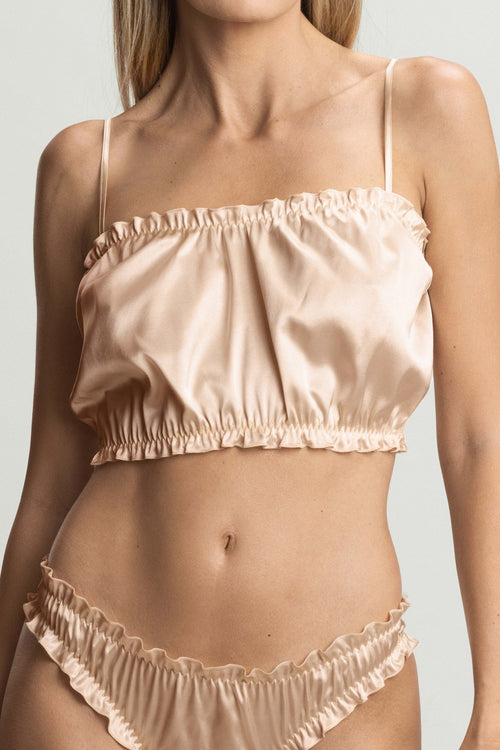 Lombard Street Ruffle Top Bra in Beige - I.D. Sarrieri