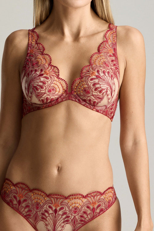 Memories of Love Underwired Triangle Bra in Dark Red