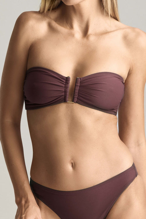 Moonbeam Bandeau Bikini Top in Chocolate