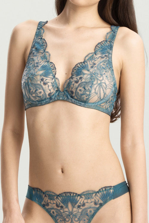 Parisian Mystique Underwired Triangle Bra in Teal - I.D. Sarrieri