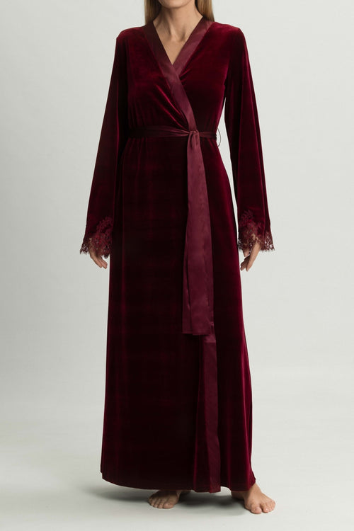 Rose Imperial Long Robe in Burgundy - I.D. Sarrieri