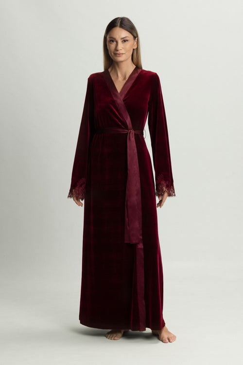 Rose Imperial Long Robe in Burgundy - I.D. Sarrieri