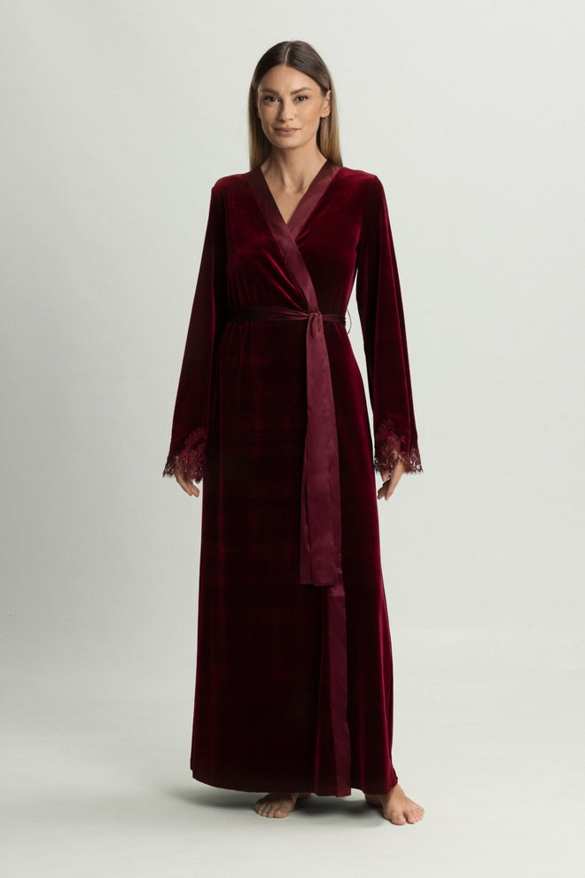 Rose Imperial Long Robe in Burgundy - I.D. Sarrieri