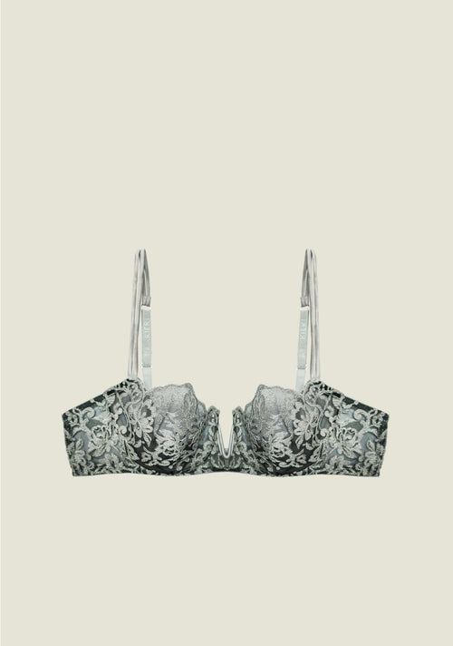 Royal Jewel Balconette Bra with V Detail in Silver - I.D. Sarrieri
