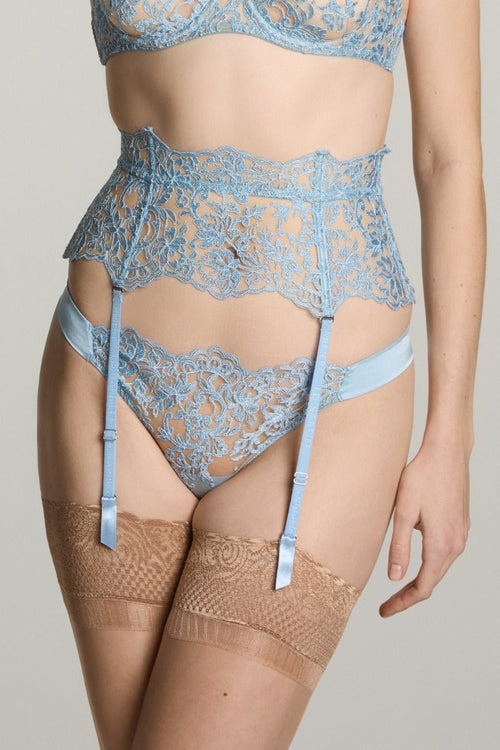 Royal Jewel Suspender Belt in Ice Blue