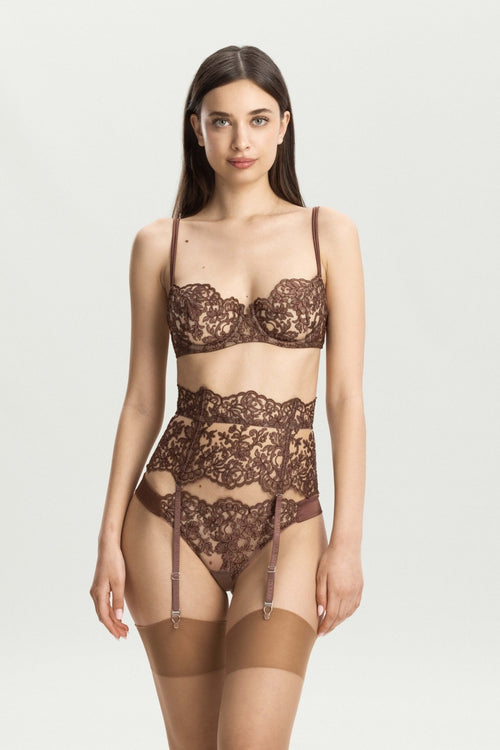 Royal Jewel Wide Suspender Belt in Chocolate - I.D. Sarrieri