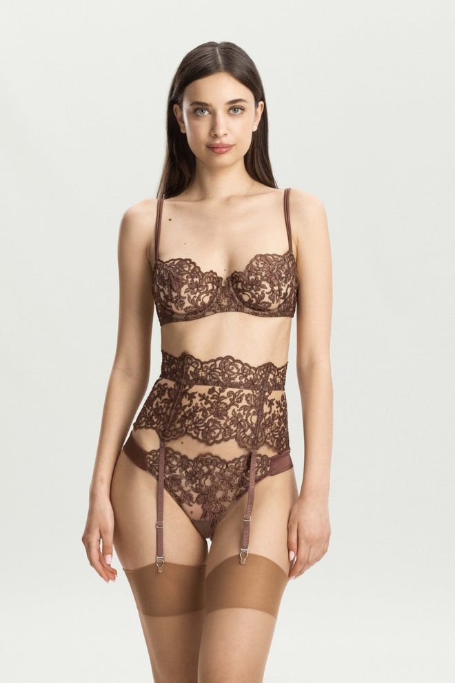 Royal Jewel Wide Suspender Belt in Chocolate - I.D. Sarrieri
