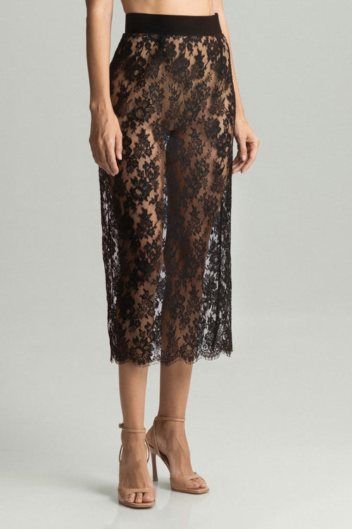 Tokyo Evenings Lace Skirt in Black - I.D. Sarrieri