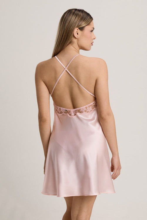 Tubereuse Blanche Triangle Cup Chemise in Baby Pink - I.D. Sarrieri