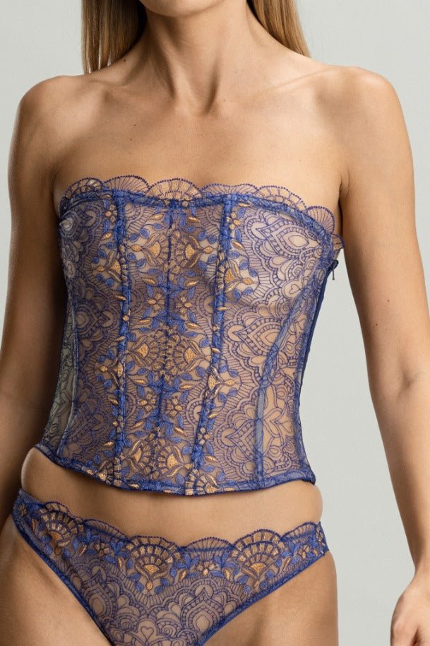 Venetian Glass Strapless Bustier in Blue - I.D. Sarrieri