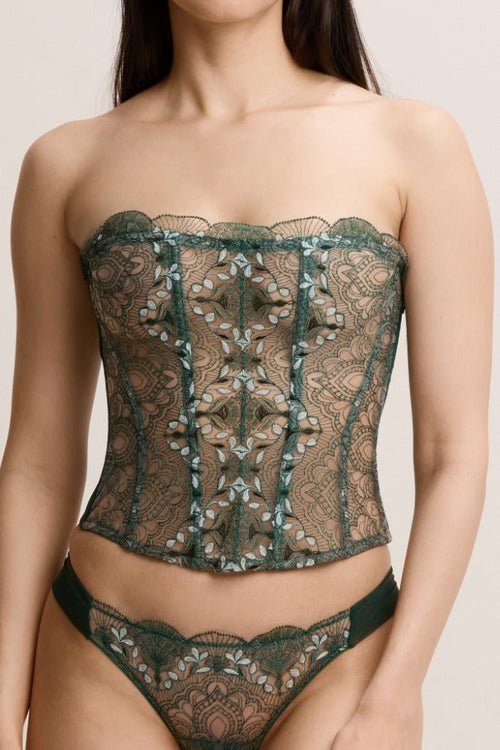 Venetian Glass Strapless Bustier in Green