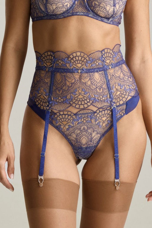 Venetian Glass Suspender Belt in Blue