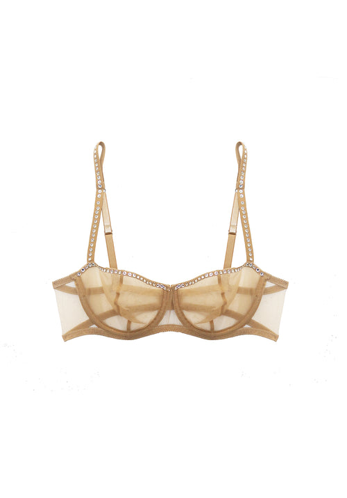 Nuit Interdit Balconette Bra with Swarovski Crystals in Nude - I.D. Sarrieri