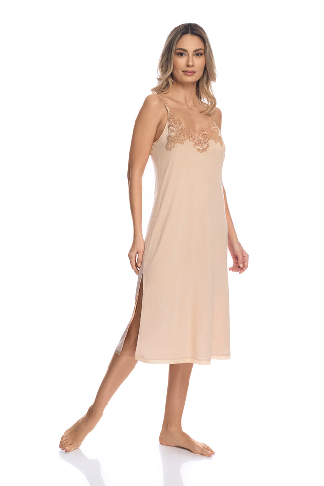 Kensington Mornings Long Chemise in Beige - I.D. Sarrieri