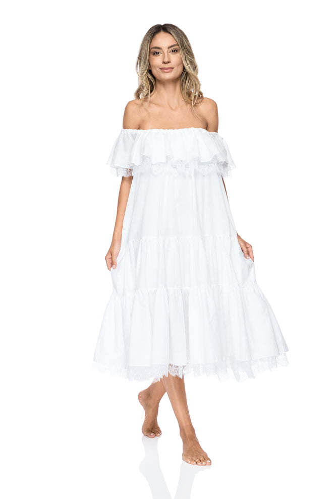 Cool Breeze Midi Dress in White - I.D. Sarrieri