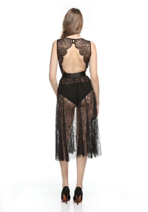 Coeur Sauvage Midi Skirt in Black - I.D. Sarrieri